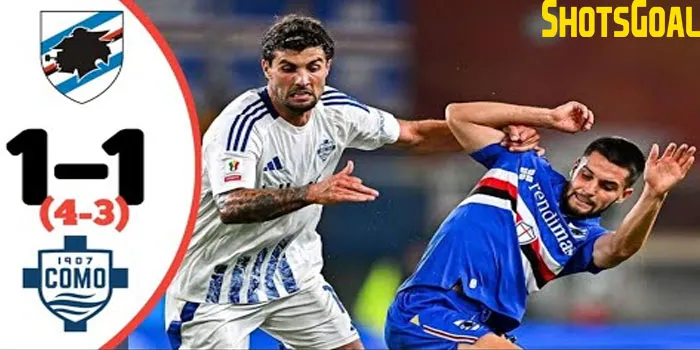 Hasil Coppa Italia Sampdoria VS Como Skor 1-1 (Pen.4-3)